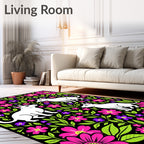 Vibrant Floral Dogs Garden Rug