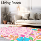 Pink Floral Maze Garden Rug