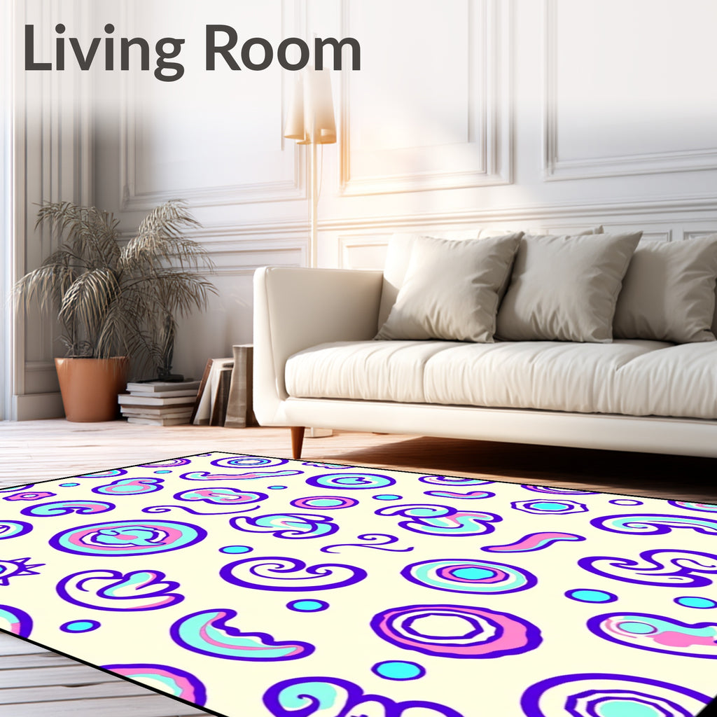 Groovy Amorphous Shapes Violet Aqua Pink Rug