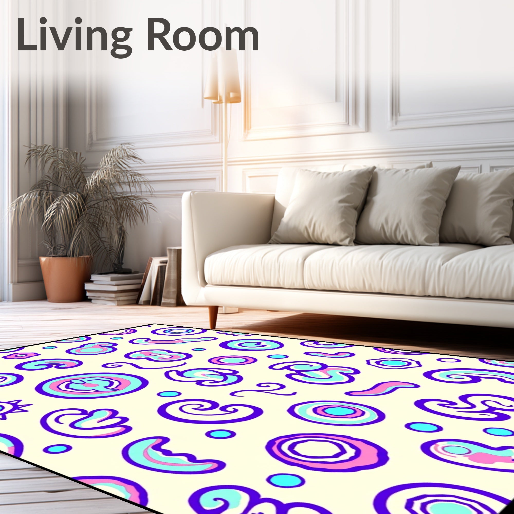 Groovy Amorphous Shapes Violet Aqua Pink Rug