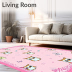 Sweet Owl Butterfly Pink Whimsy Rug