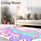Pastel Rainbow Unicorn Stars Rug