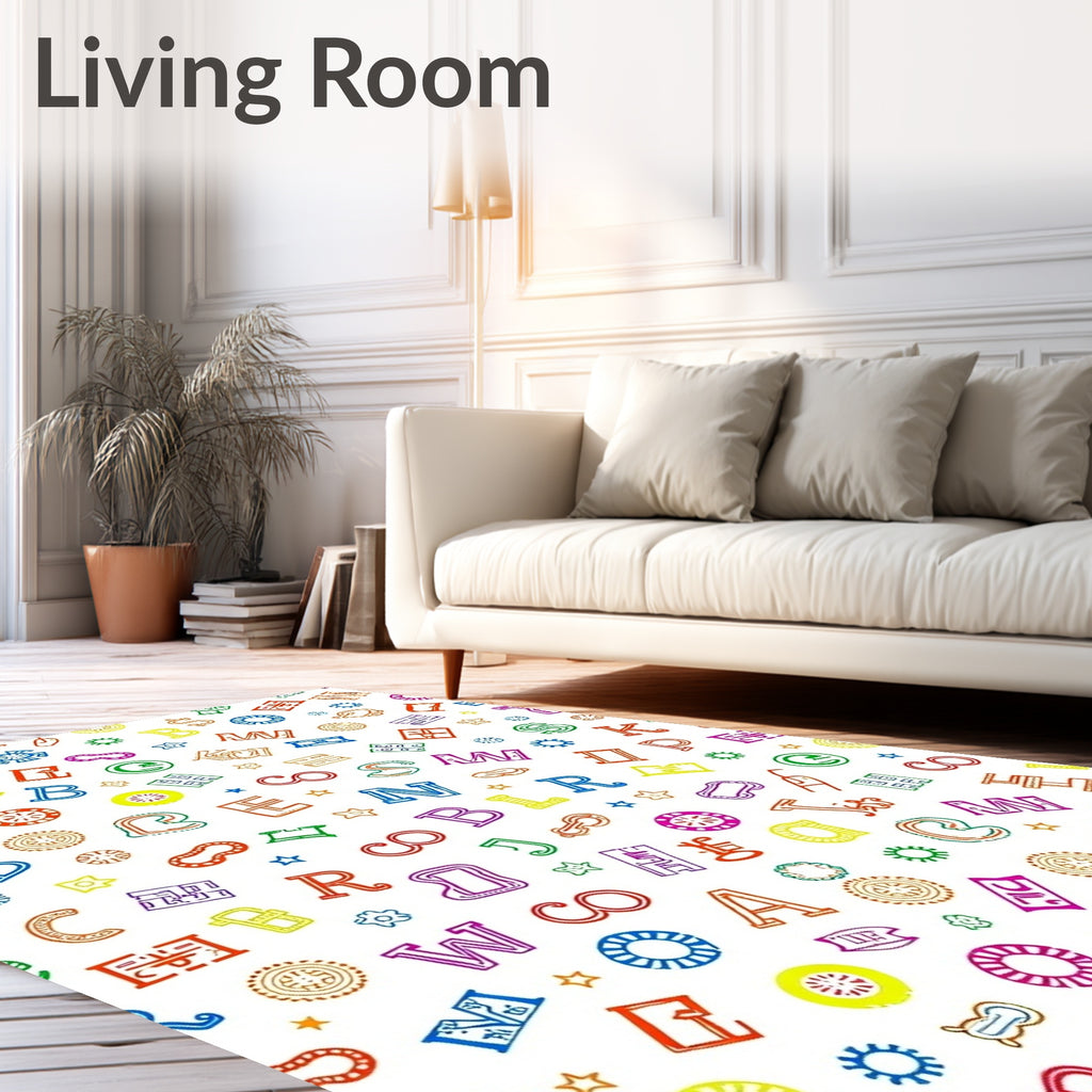 Multicolor Alphabet Scatter Fun Rug