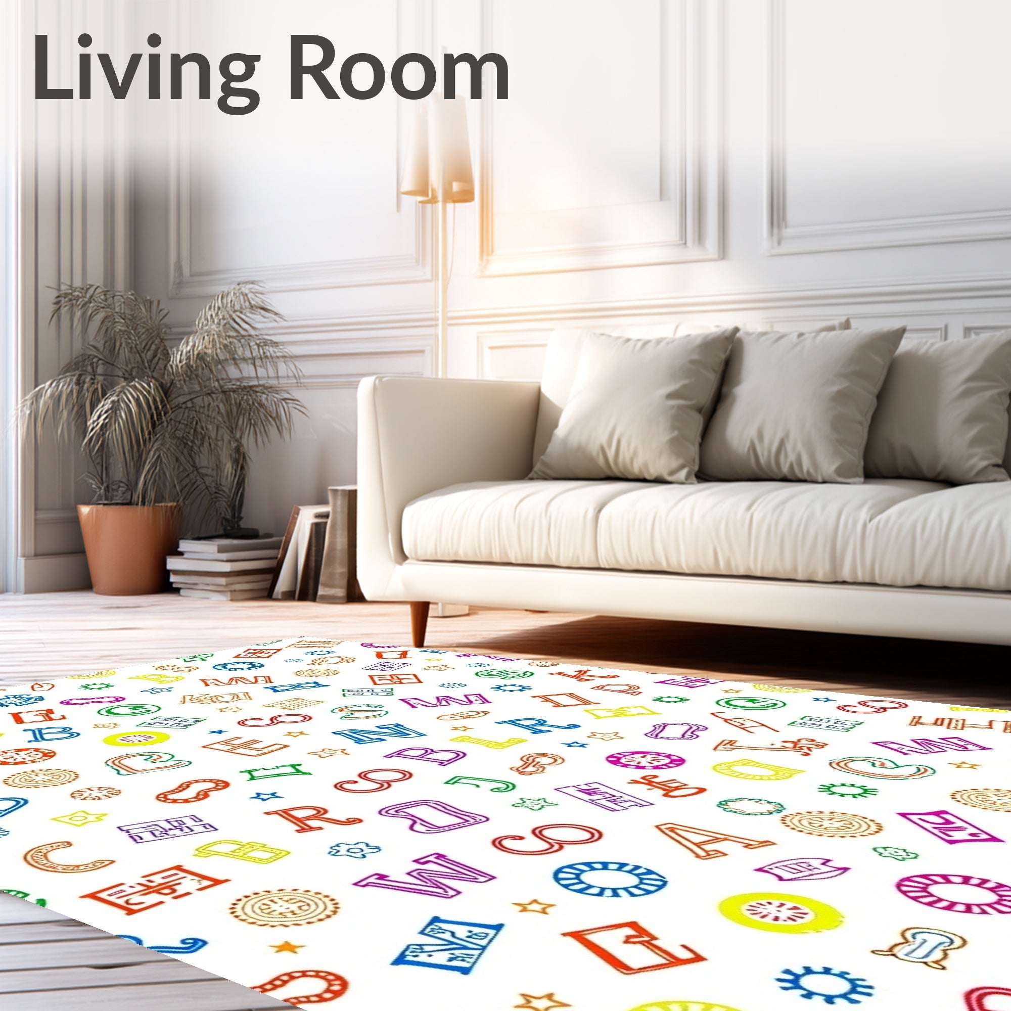 Multicolor Alphabet Scatter Fun Rug