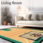 Classic Wood Court Basketball Arena Rug