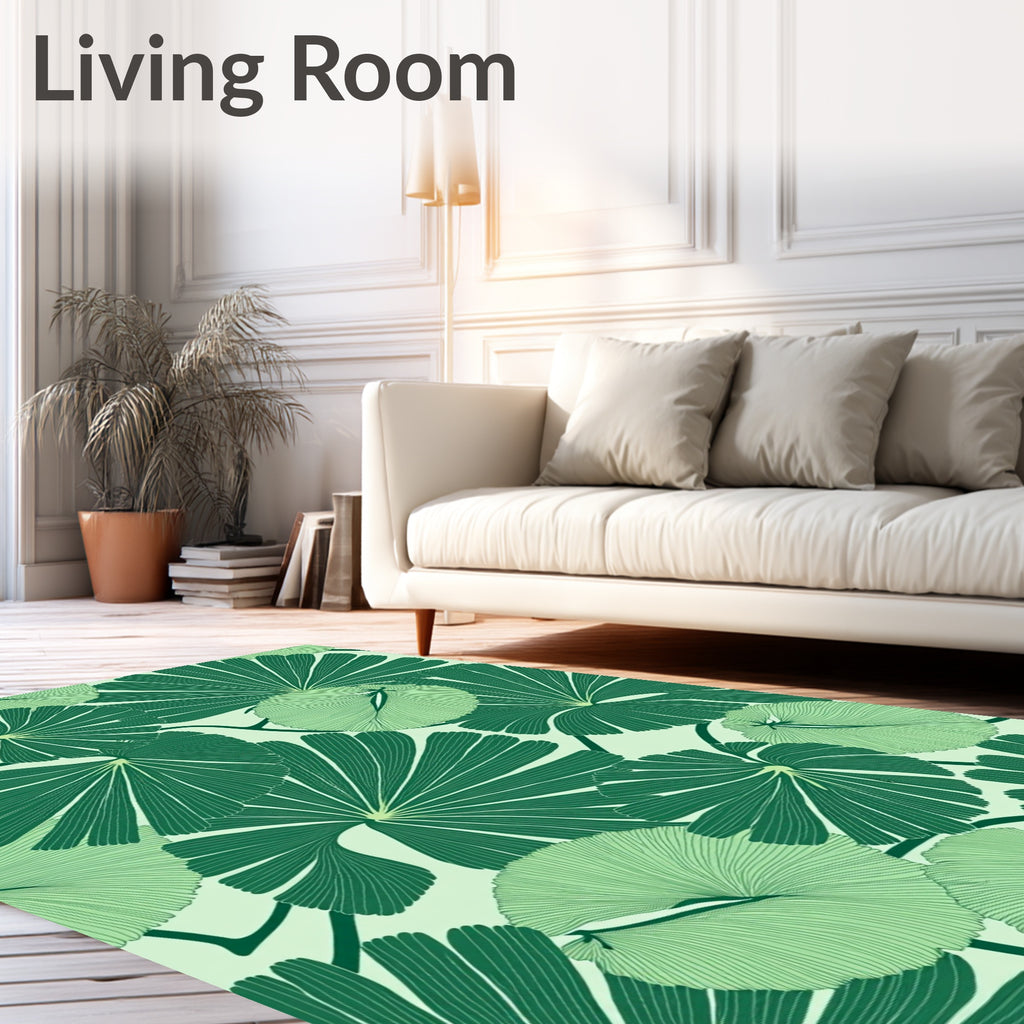 Emerald Green Fan Leaf Arrangement Rug