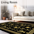 Golden Trophies Laurel Wreath Border Rug