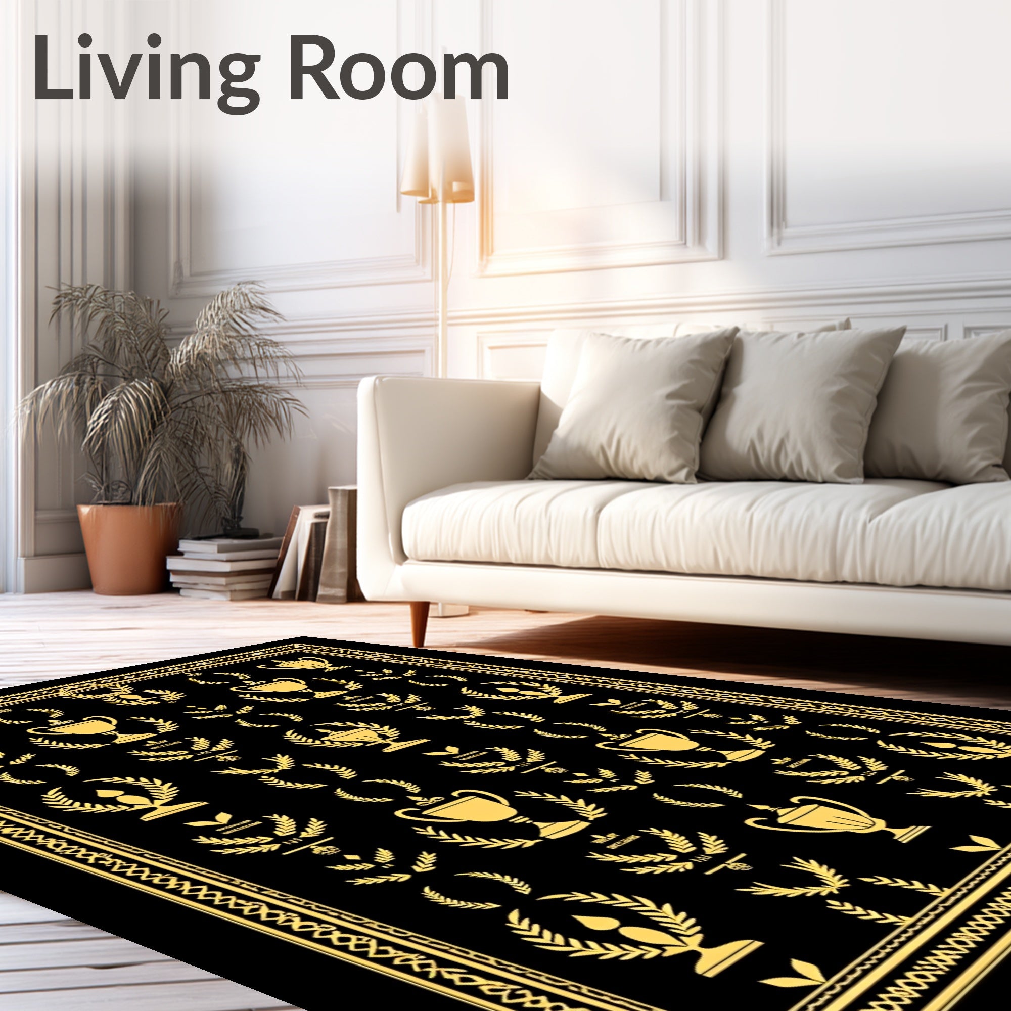 Golden Trophies Laurel Wreath Border Rug