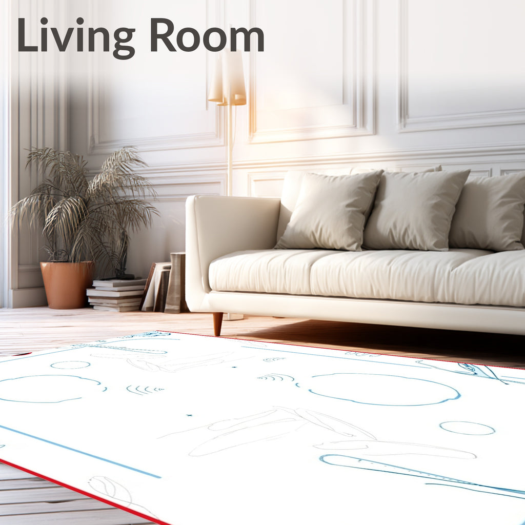 Minimalist Blue Abstract Contour Elements Rug
