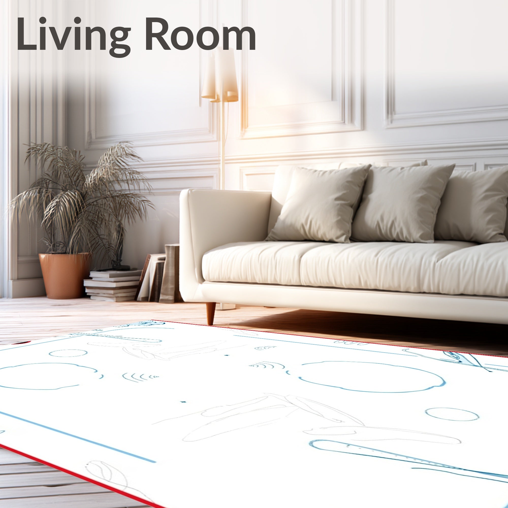 Minimalist Blue Abstract Contour Elements Rug
