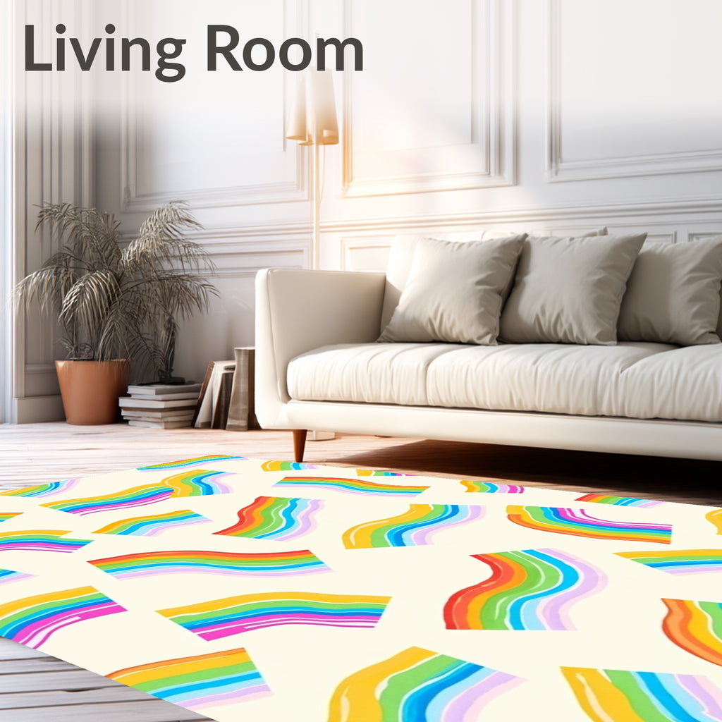 Rainbow Ribbon Waves Rug
