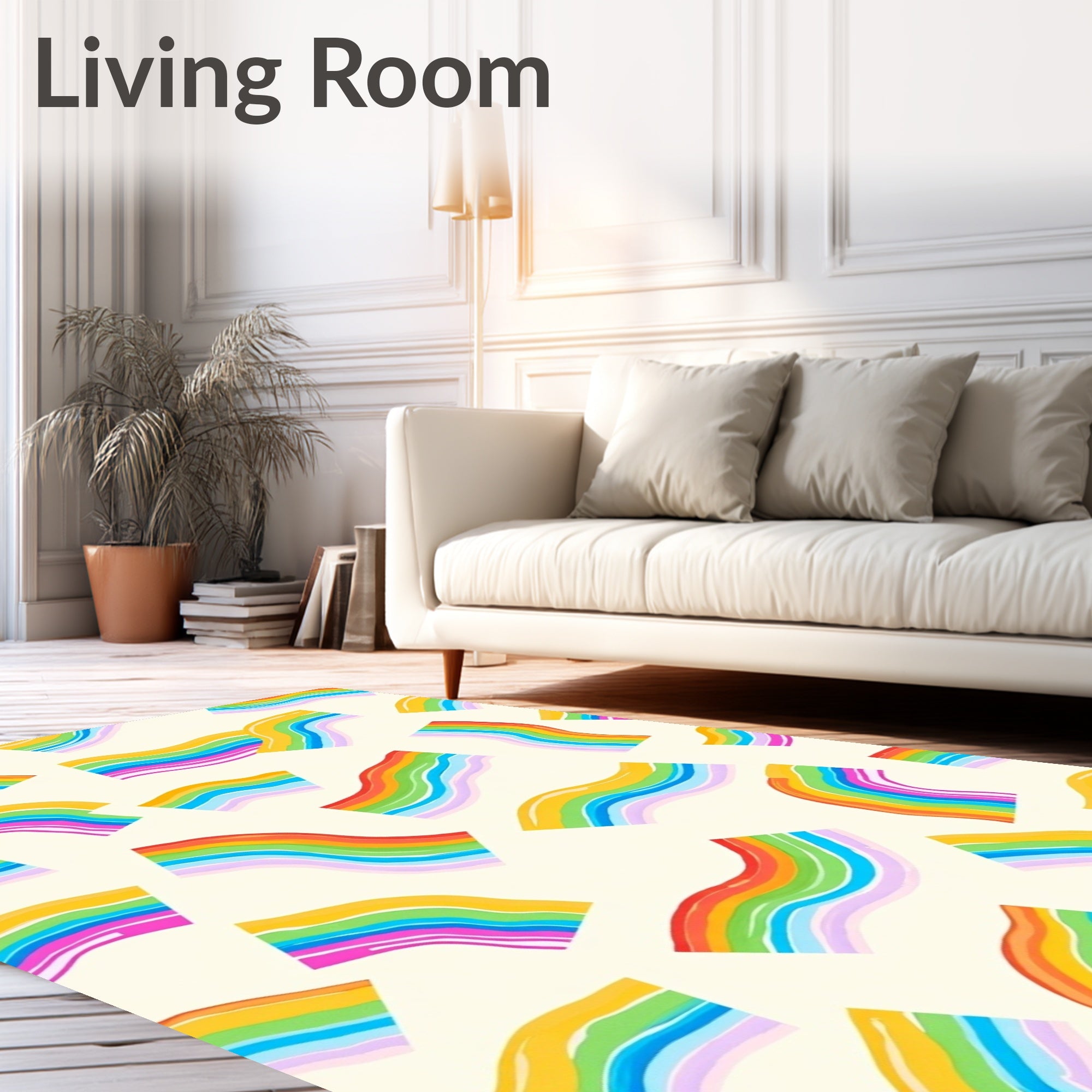 Rainbow Ribbon Waves Rug