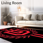 Bold Red Laurel Emblem Rug