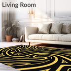 Bold Yellow Swirl Abstract Rug