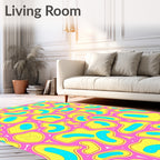 Whimsical Pink Abstract Blob Meadow Rug