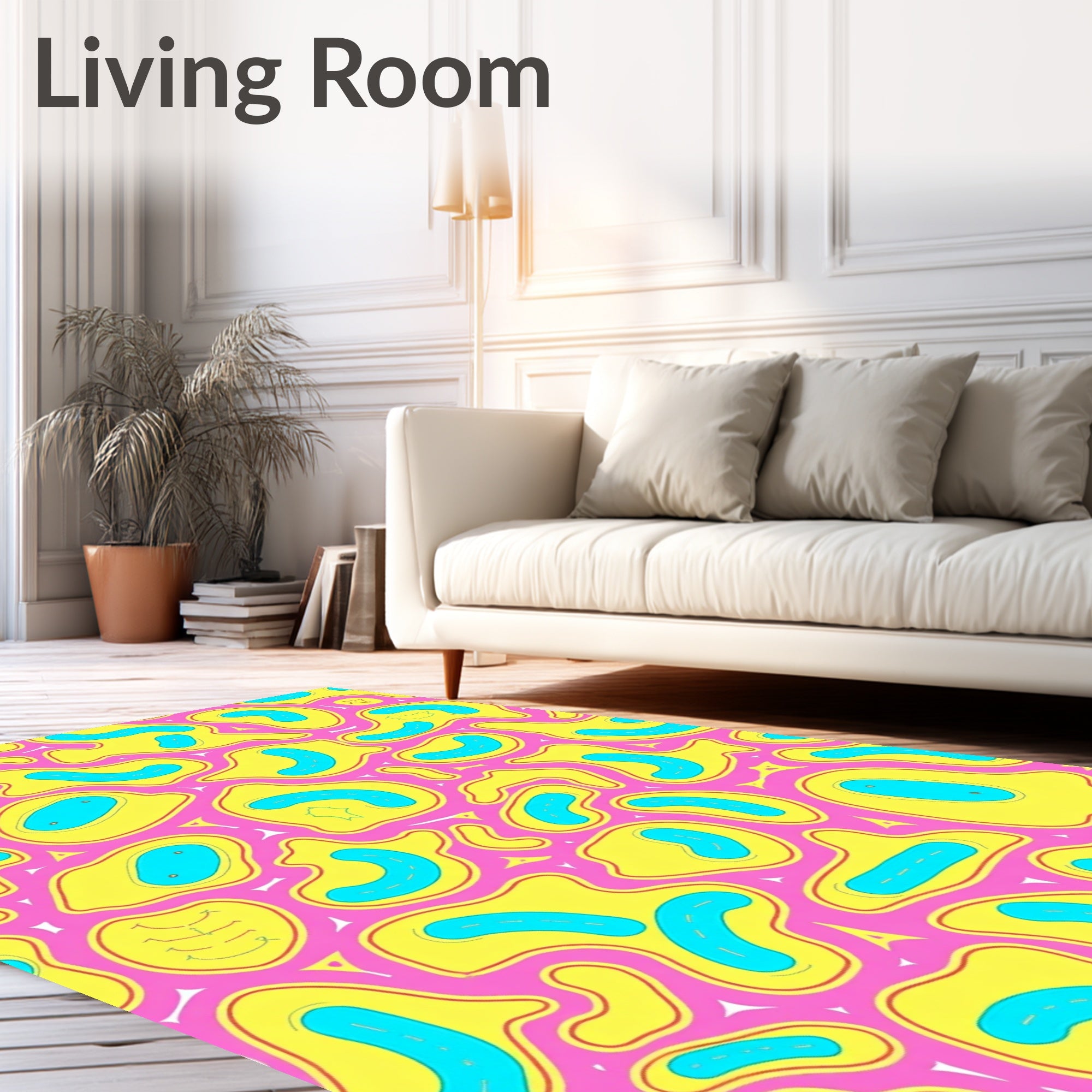 Whimsical Pink Abstract Blob Meadow Rug