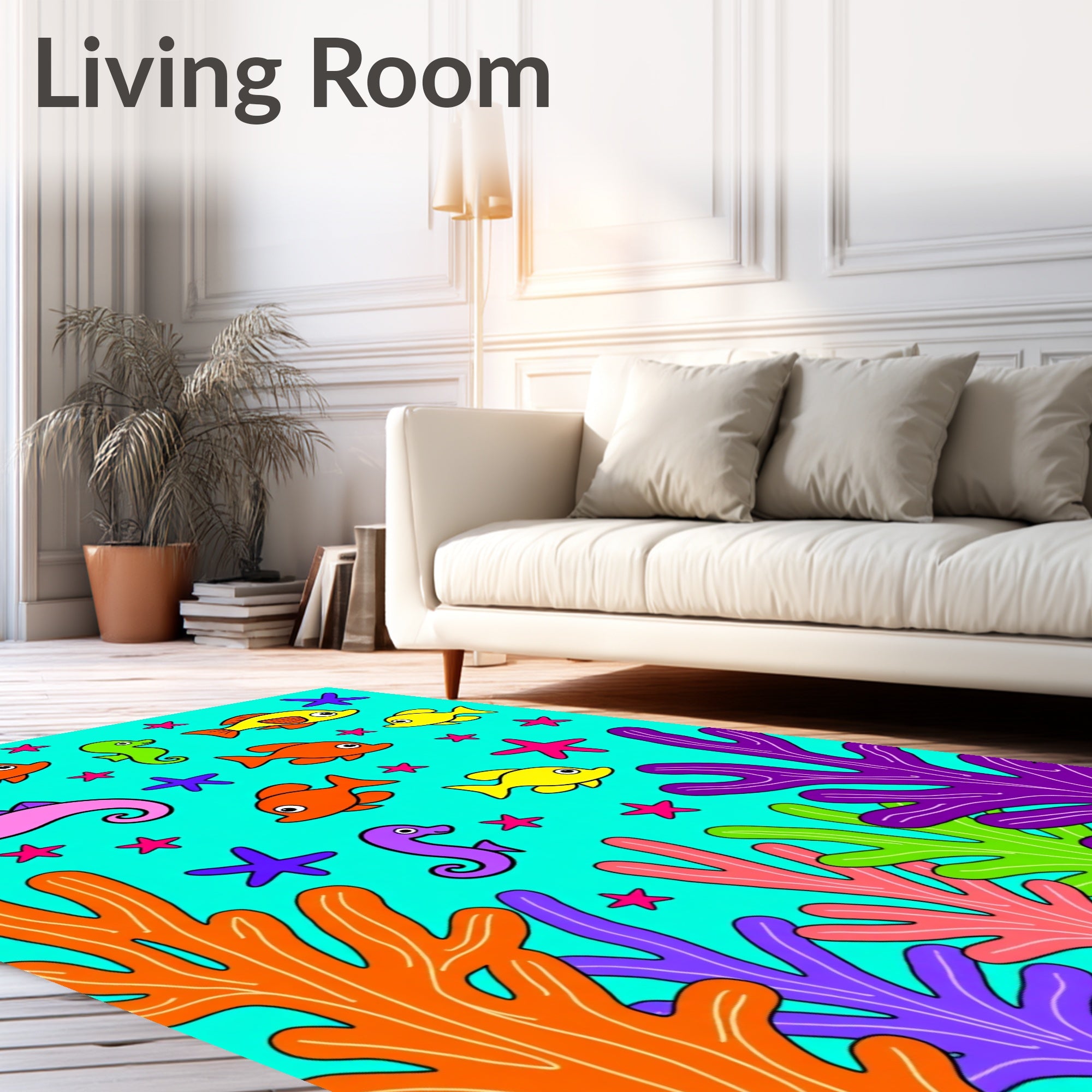 Ocean Coral Fish Seahorse Starfish Rug