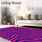 Vibrant Pink Navy Wavy Stripes Rug