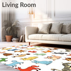 Whimsical Canine Collection Bright Animal Characters Rug