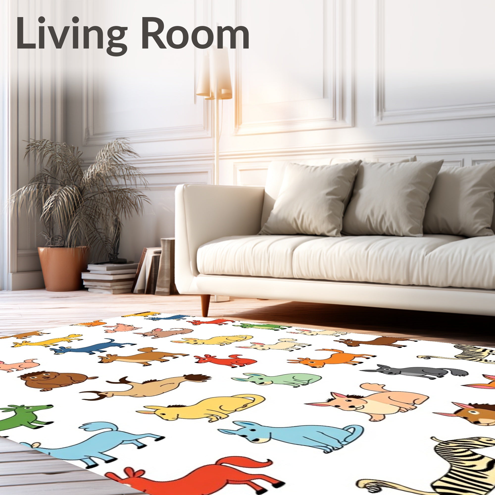 Whimsical Canine Collection Bright Animal Characters Rug