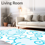 Light Blue Swirling Cloud Meadow Rug