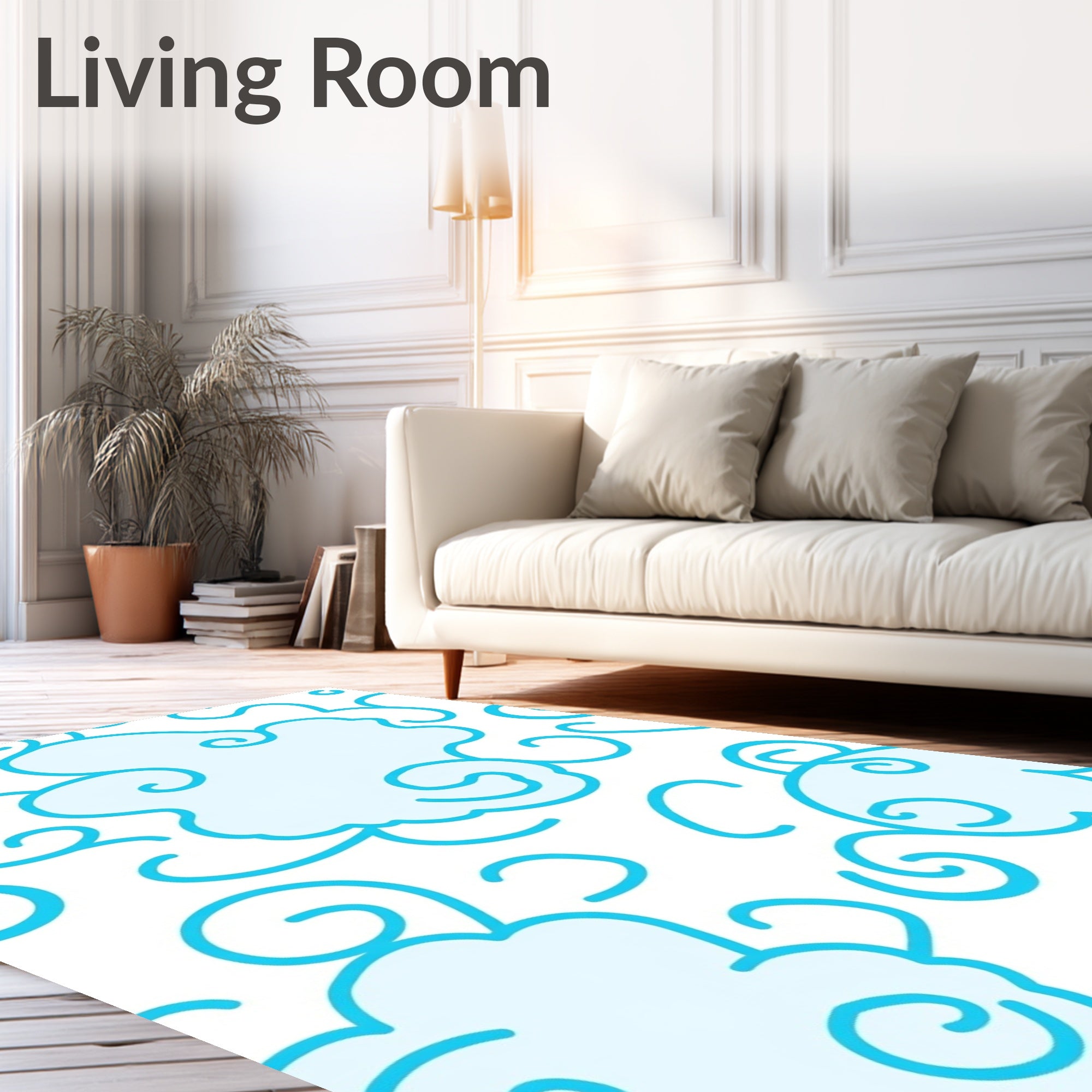 Light Blue Swirling Cloud Meadow Rug