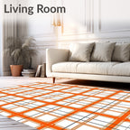 Bold Orange White Latticework Grid Rug
