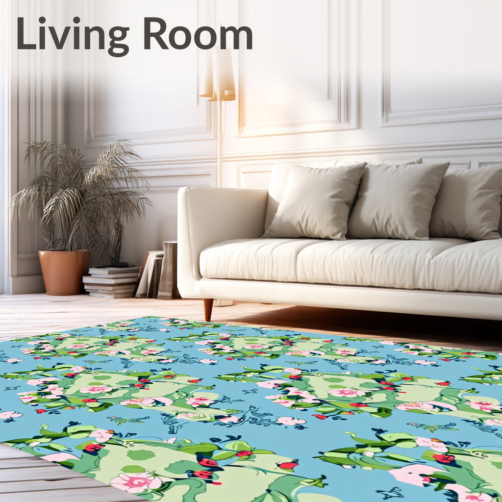 Whimsical Pink Blossom Garden Panorama Rug