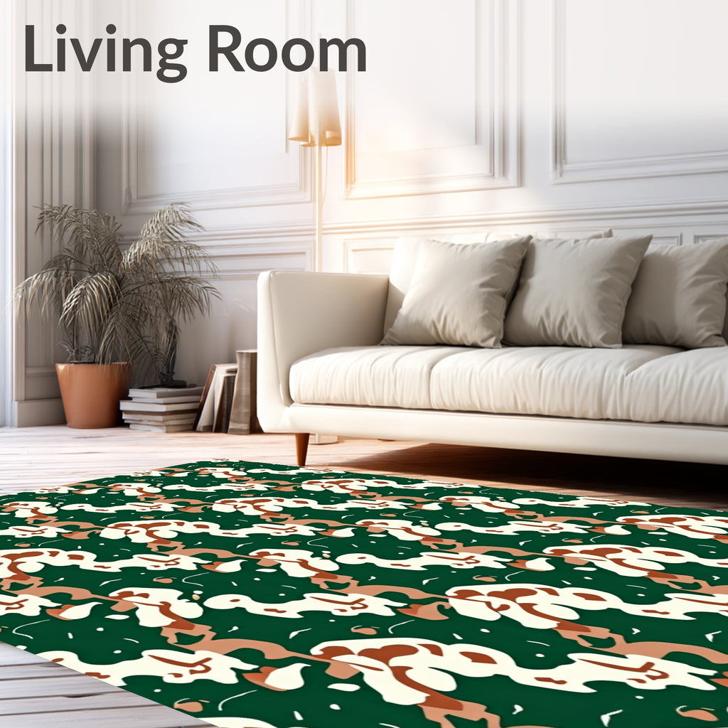 Abstract Organic Jade Cream Flow Rug