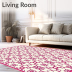 Ornate Magenta Damask Lattice Rug