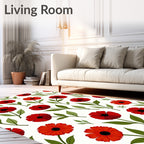 Crimson Poppy Floral Garden Rug