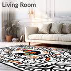 Rooster With Orange Blue Black Accents Rug