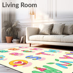 Whimsical Alphabet Garden Floral Rug