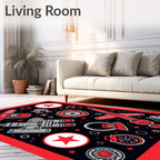 Retro Sci Fi Robots Stars Spaceships and Rockets Rug