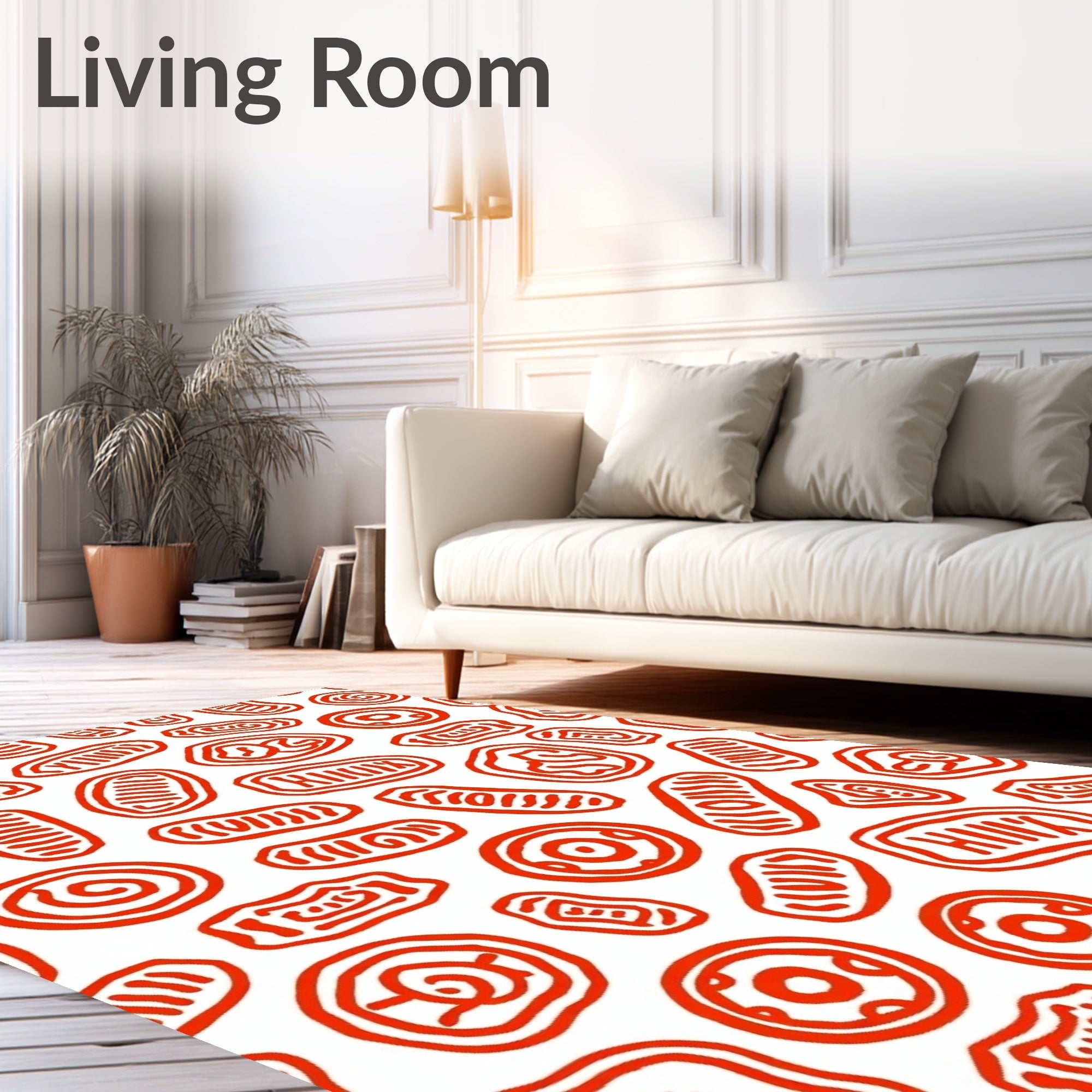 Bold Red Organic Cell Forms Rug