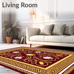 Rich Burgundy Floral Gold Medallion Rug