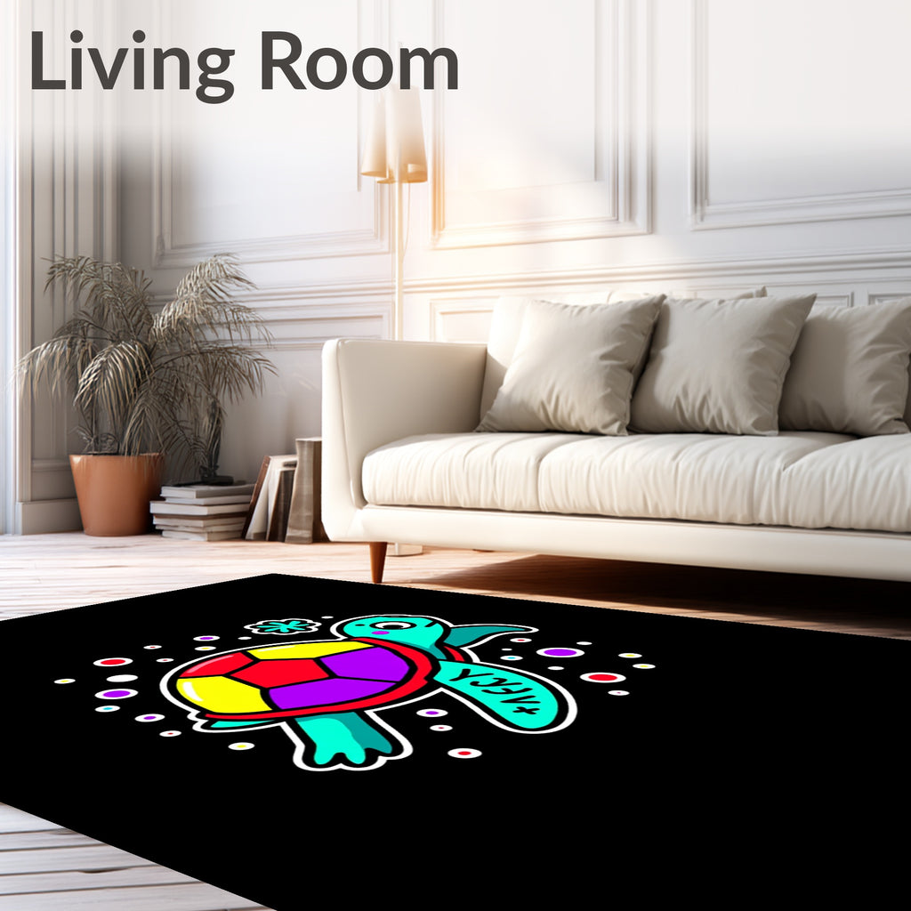 Colorful Geometric Turtle Bubbles Rug