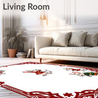 Red Mice Playing Border Design Rug