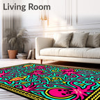 Pink Octopus Teal Aqua Yellow Fish Rug