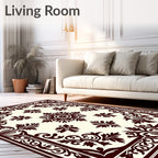 Classic Burgundy Floral Medallion Border Rug