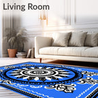 Bold Blue Black White Medallion Radiance Rug