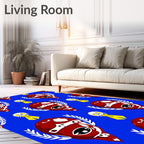 Red Whimsical Face Laurel Wreath Rug
