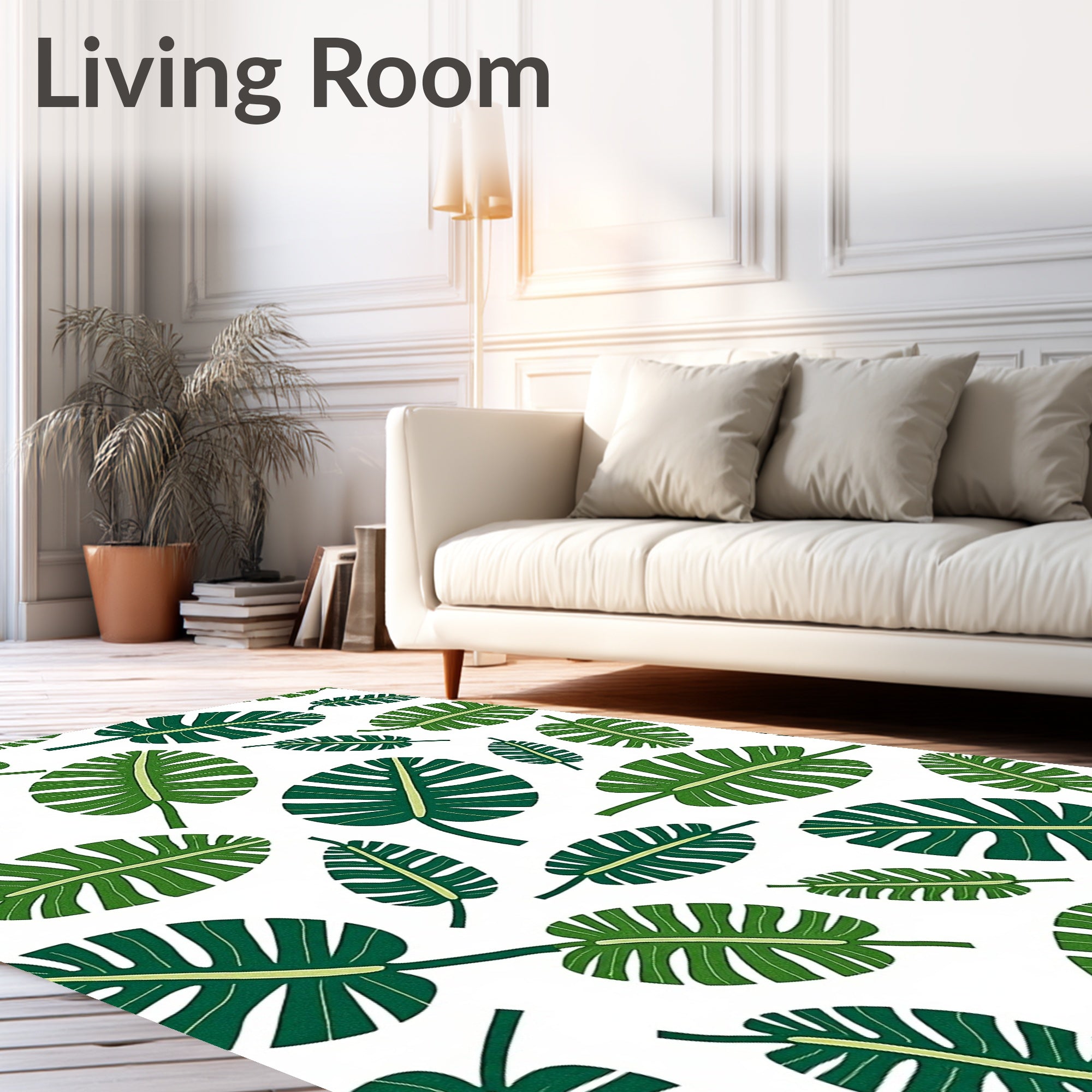 Emerald Green Tropical Foliage Arrangement Rug
