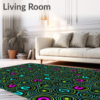 Colorful Neon Alphabet Circles Rug