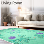 Aqua Purple Floral Vine Art Rug