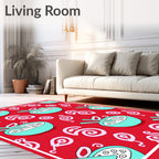 Red Rice Bowl With Chopsticks Swirls Rug
