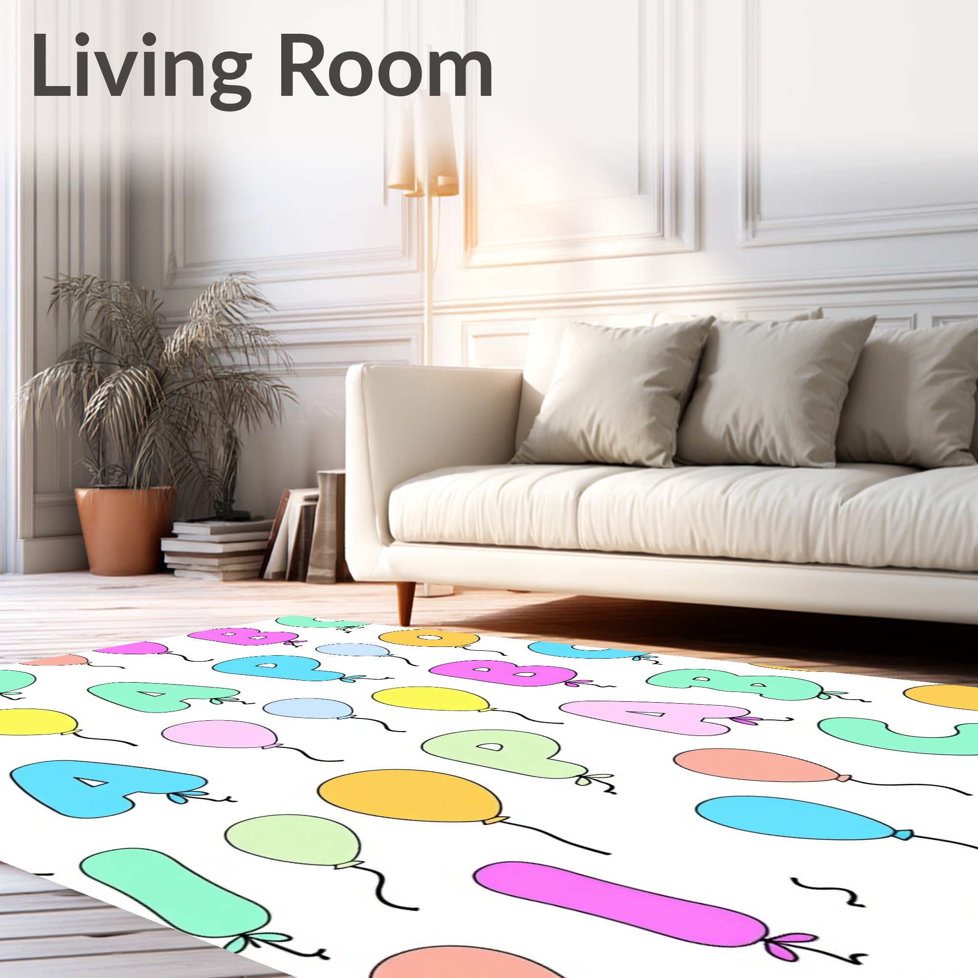 Playful Pastel Alphabet Balloons Rug