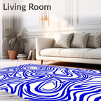 Bold Blue Swirl Marbled Rug