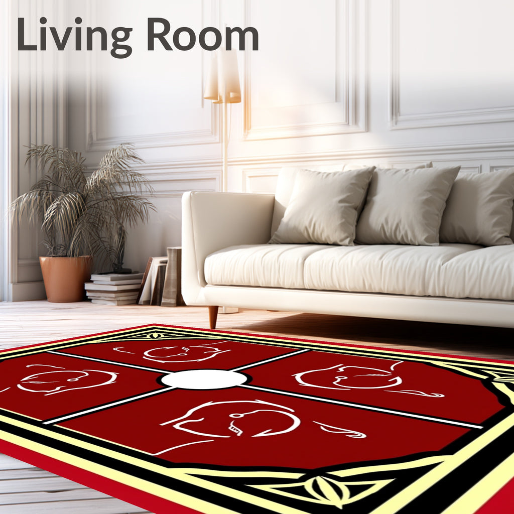 Crimson Tribal Horse Shield Rug