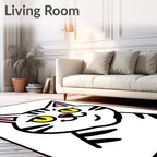 Playful White Cat With Yellow Eyes Rug